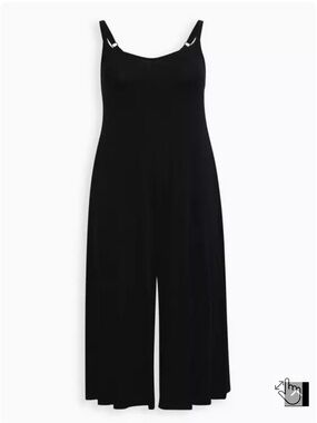 Torrid Super Soft Culotte Jumpsuit Black Wide Leg Drawstring Waist Plus Size